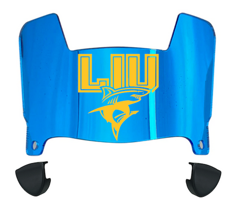 Long Island LIU Sharks Mini Football Helmet Visor Shield w/ Clips - PICK VISOR & LOGO COLOR