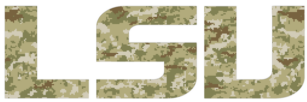 LSU Tigers Team Name Logo Salute to Service Camouflage Camo Vinyl Decal PICK SIZE