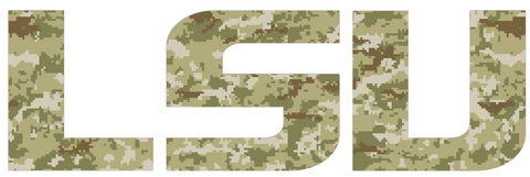 LSU Tigers Team Name Logo Salute to Service Camouflage Camo Vinyl Decal PICK SIZE