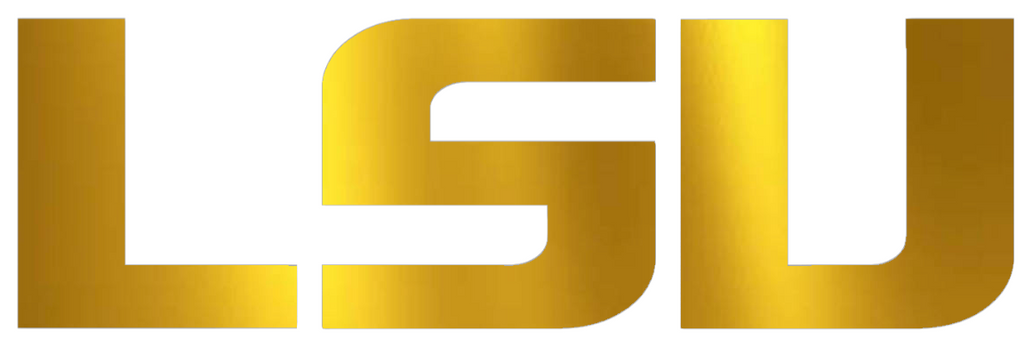 LSU Tigers GOLD CHROME MIRROR Team Name Logo Premium DieCut Vinyl Decal PICK SIZE