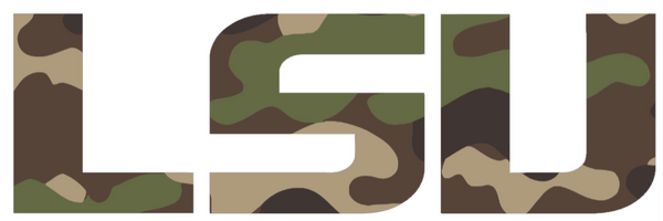 LSU Tigers Woodland Camo Camouflage Team Name Logo Premium DieCut Vinyl Decal PICK SIZE