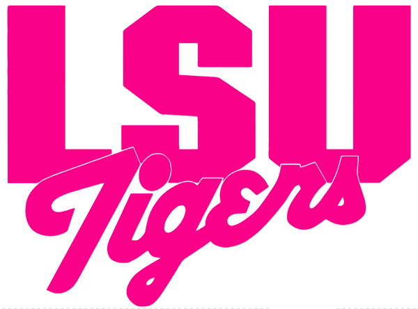 LSU Tigers Hot Pink Retro Throwback Logo Premium DieCut Vinyl Decal PICK SIZE