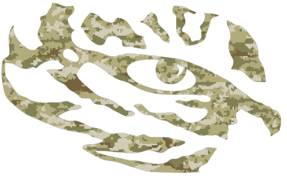 LSU Tigers Tiger Eye Logo Salute to Service Camouflage Camo Vinyl Decal PICK SIZE