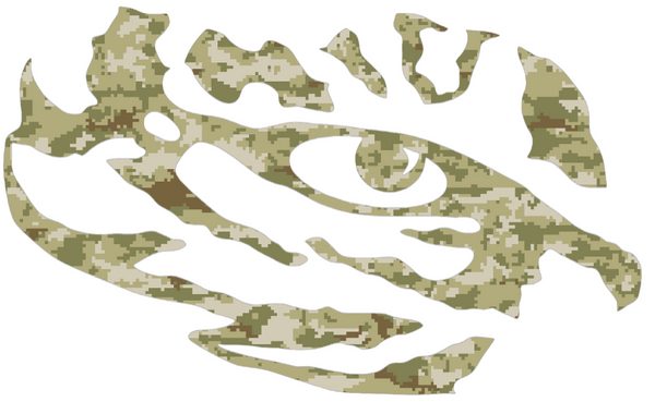 LSU Tigers Tiger Eye Logo Salute to Service Camouflage Camo Vinyl Decal PICK SIZE