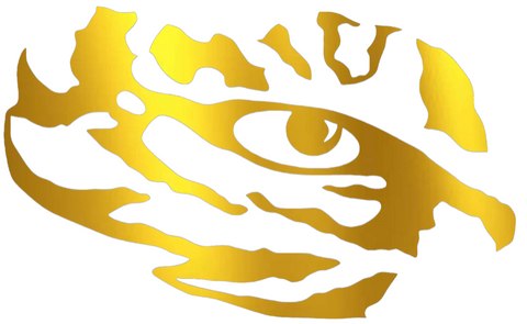LSU Tigers GOLD CHROME MIRROR Tiger Eye Logo Premium DieCut Vinyl Decal PICK SIZE