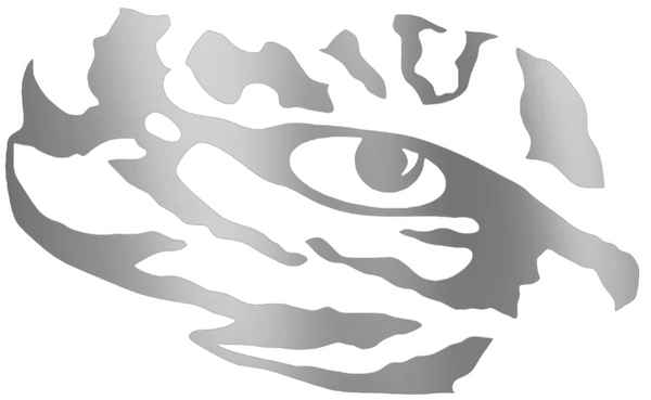 LSU Tigers SILVER CHROME MIRROR Tiger Eye Logo Premium DieCut Vinyl Decal PICK SIZE