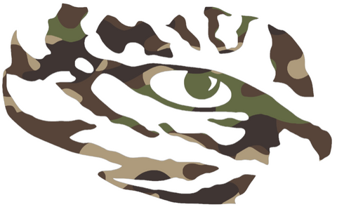 LSU Tigers Woodland Camo Camouflage Tiger Eye Logo Premium DieCut Vinyl Decal PICK SIZE