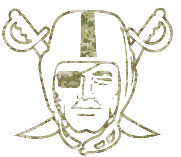 Las Vegas Raiders Salute to Service Alternate Logo Camouflage Camo Vinyl Decal PICK SIZE