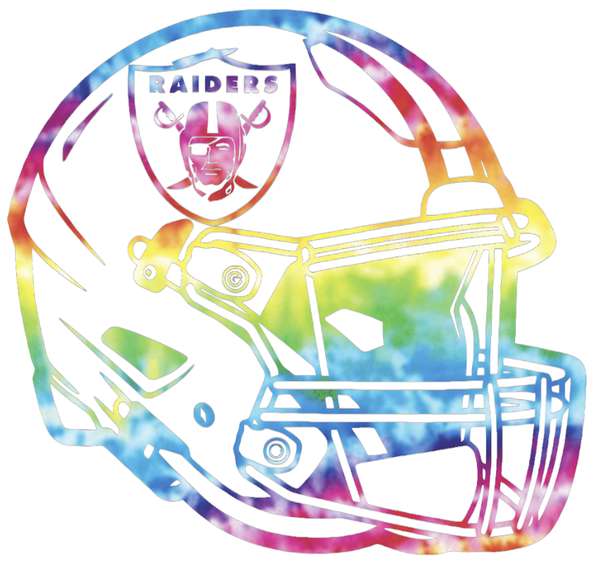 Las Vegas Raiders Crucial Catch Cancer Football Helmet Tie Dye Vinyl Decal PICK SIZE