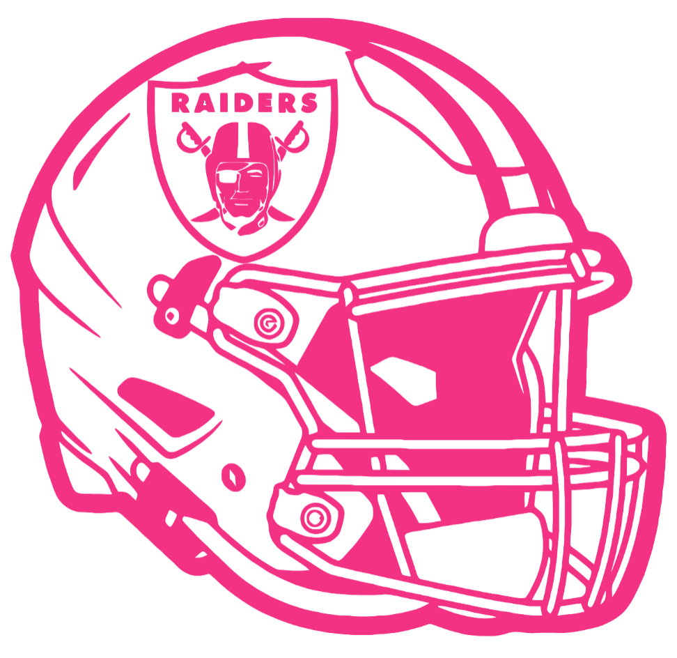 Las Vegas Raiders HOT PINK Football Helmet Premium DieCut Vinyl Decal PICK SIZE
