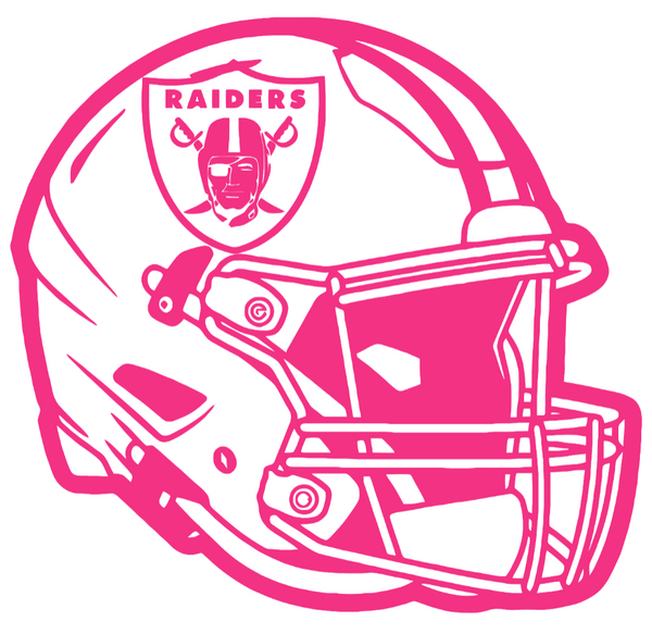 Las Vegas Raiders HOT PINK Football Helmet Premium DieCut Vinyl Decal PICK SIZE