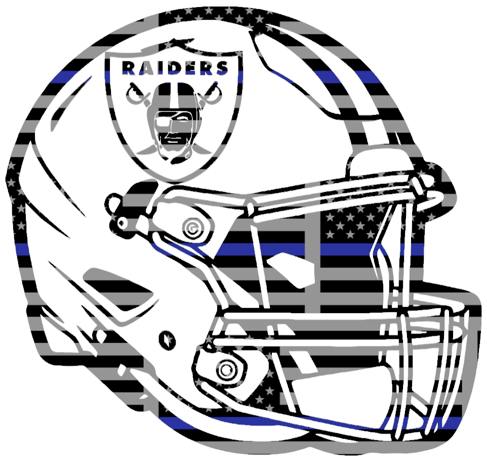 Las Vegas Raiders Football Helmet Thin Blue Line American Flag Premium DieCut Vinyl Decal PICK SIZE
