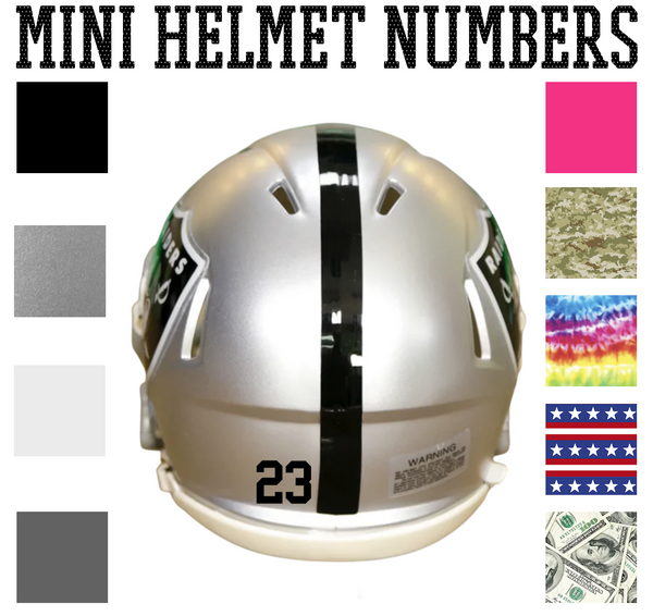 Las Vegas Raiders Jersey Style Vinyl Number Decal Sheet Set of 50 #0-9 - Pick Color & Size