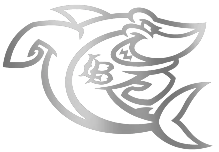 Long Beach State 49ers SILVER CHROME MIRROR Shark Mascot Logo Premium DieCut Vinyl Decal PICK SIZE
