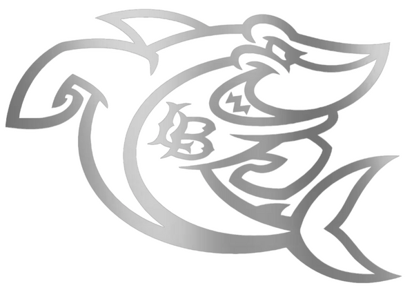 Long Beach State 49ers SILVER CHROME MIRROR Shark Mascot Logo Premium DieCut Vinyl Decal PICK SIZE