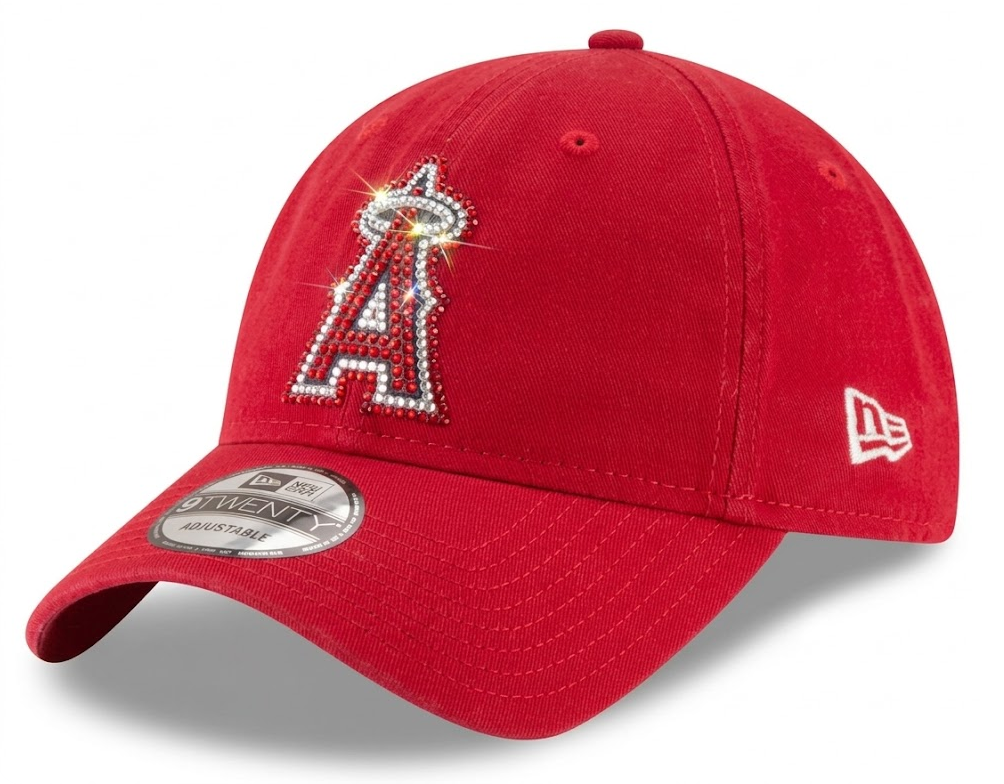 Los Angeles Angels Swarovski Crystal Bling Womens Red New Era Adjustable Hat