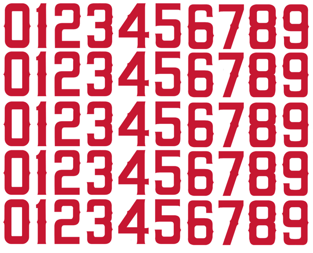 Los Angeles Angels of Anaheim Baseball Helmet Jersey Style Vinyl Number Decal Sheet Set of 50 #0-9 - Pick Color & Size