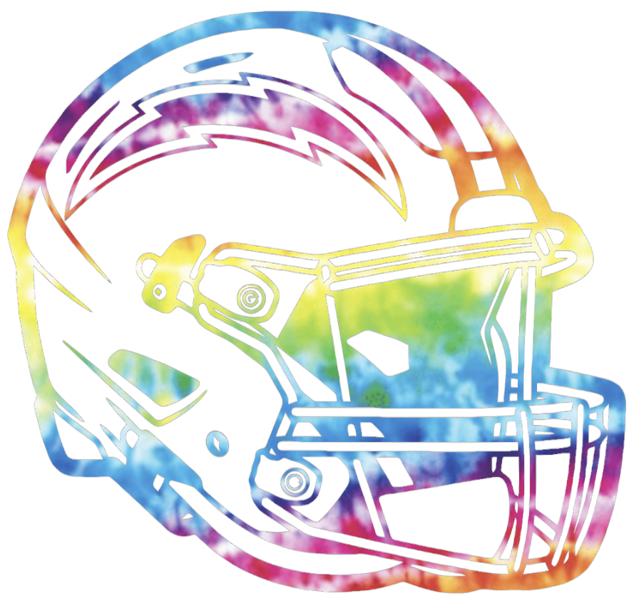 Los Angeles Chargers Crucial Catch Cancer Football Helmet Tie Dye Vinyl Decal PICK SIZE