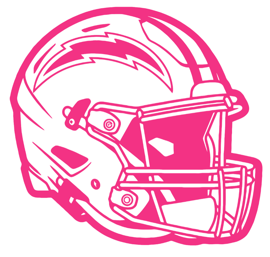 Los Angeles Chargers HOT PINK Football Helmet Premium DieCut Vinyl Decal PICK SIZE