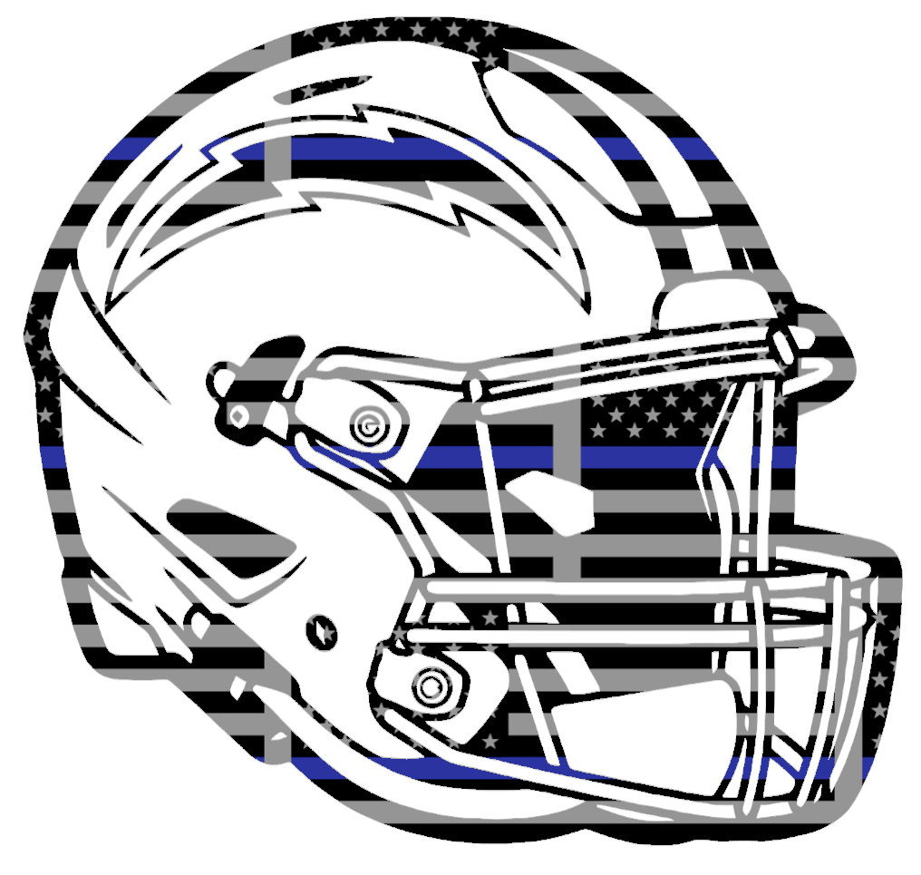 Los Angeles Chargers Football Helmet Thin Blue Line American Flag Premium DieCut Vinyl Decal PICK SIZE
