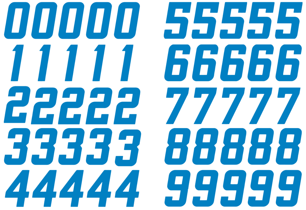 Los Angeles Chargers Jersey Style Vinyl Number Decal Sheet Set of 50 #0-9 - Pick Color & Size
