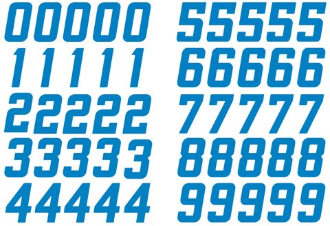 Los Angeles Chargers Jersey Style Vinyl Number Decal Sheet Set of 50 #0-9 - Pick Color & Size