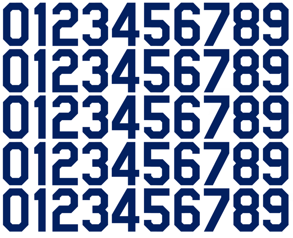 Los Angeles Dodgers Baseball Helmet Jersey Style Vinyl Number Decal Sheet Set of 50 #0-9 - Pick Color & Size