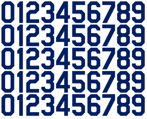 Los Angeles Dodgers Baseball Helmet Jersey Style Vinyl Number Decal Sheet Set of 50 #0-9 - Pick Color & Size