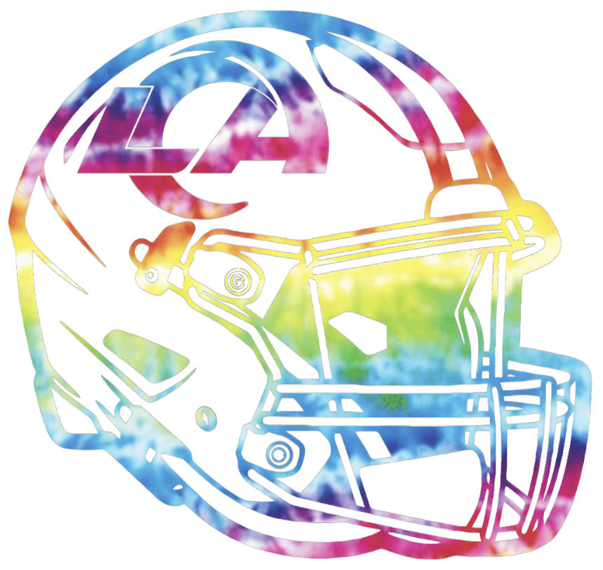 Los Angeles Rams Crucial Catch Cancer Football Helmet Tie Dye Vinyl Decal PICK SIZE