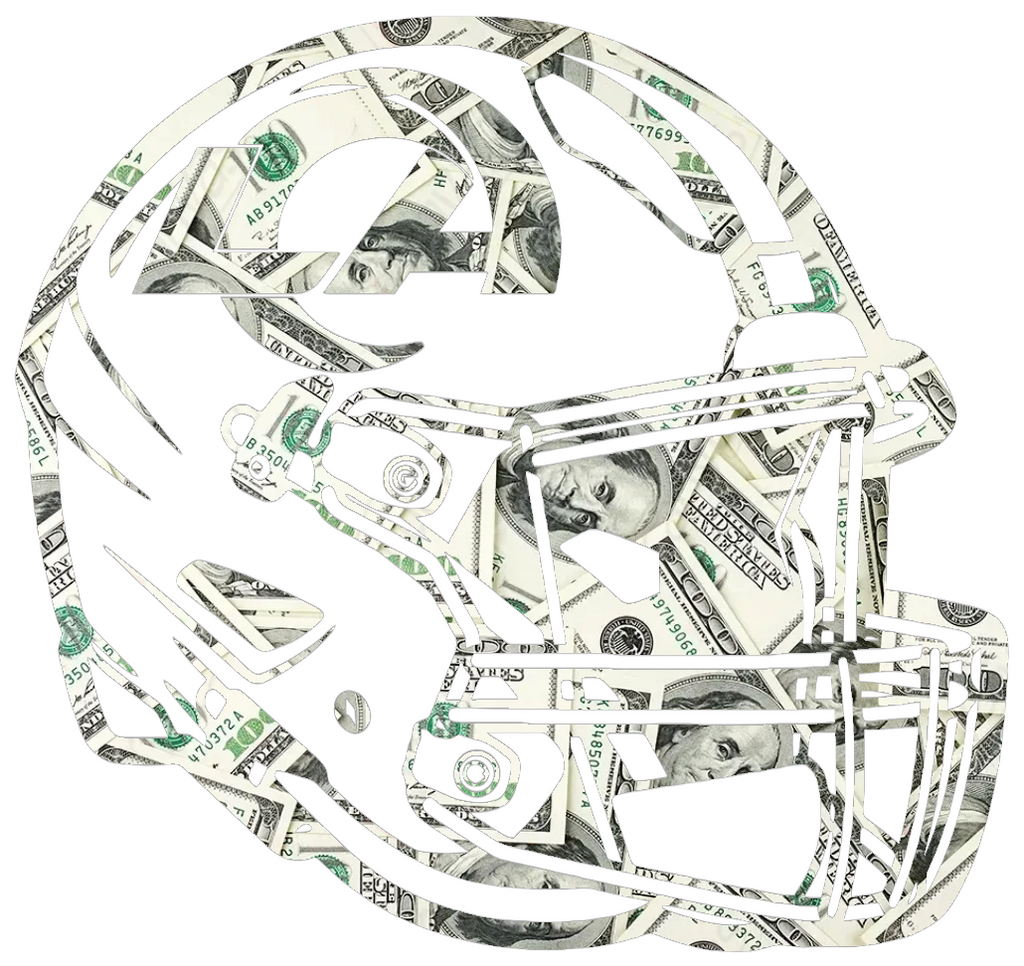 Los Angeles Rams Football Helmet Money Print Premium DieCut Vinyl Decal PICK SIZE