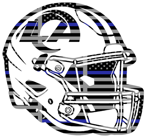 Los Angeles Rams Football Helmet Thin Blue Line American Flag Premium DieCut Vinyl Decal PICK SIZE