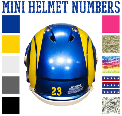Los Angeles Rams Jersey Style Vinyl Number Decal Sheet Set of 50 #0-9 - Pick Color & Size
