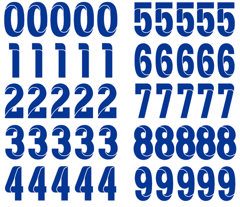 Los Angeles Rams Jersey Style Vinyl Number Decal Sheet Set of 50 #0-9 - Pick Color & Size