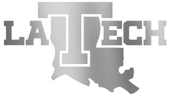 Louisiana Tech Bulldogs SILVER CHROME MIRROR Alternate Logo Premium DieCut Vinyl Decal PICK SIZE