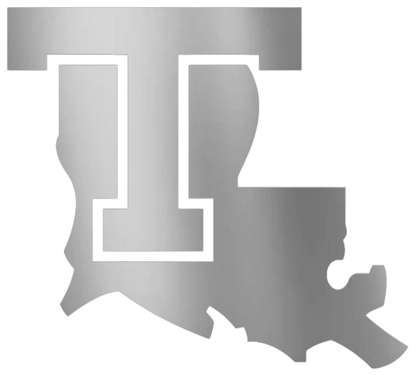 Louisiana Tech Bulldogs SILVER CHROME MIRROR Team Logo Premium DieCut Vinyl Decal PICK SIZE