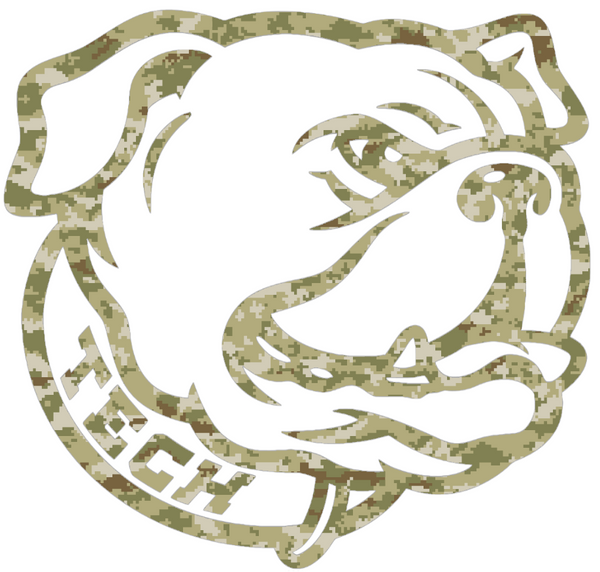 Louisiana Tech Bulldogs Mascot Logo Salute to Service Camouflage Camo Vinyl Decal PICK SIZE