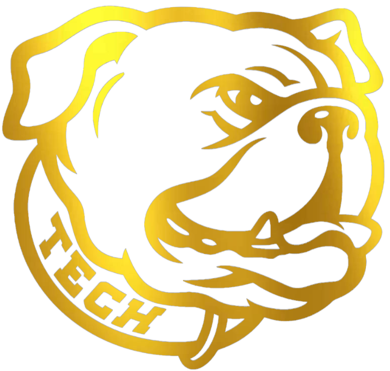 Louisiana Tech Bulldogs GOLD CHROME MIRROR Mascot Logo Premium DieCut Vinyl Decal PICK SIZE