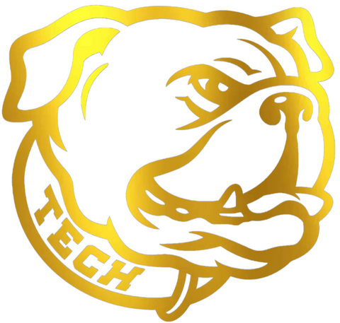 Louisiana Tech Bulldogs GOLD CHROME MIRROR Mascot Logo Premium DieCut Vinyl Decal PICK SIZE