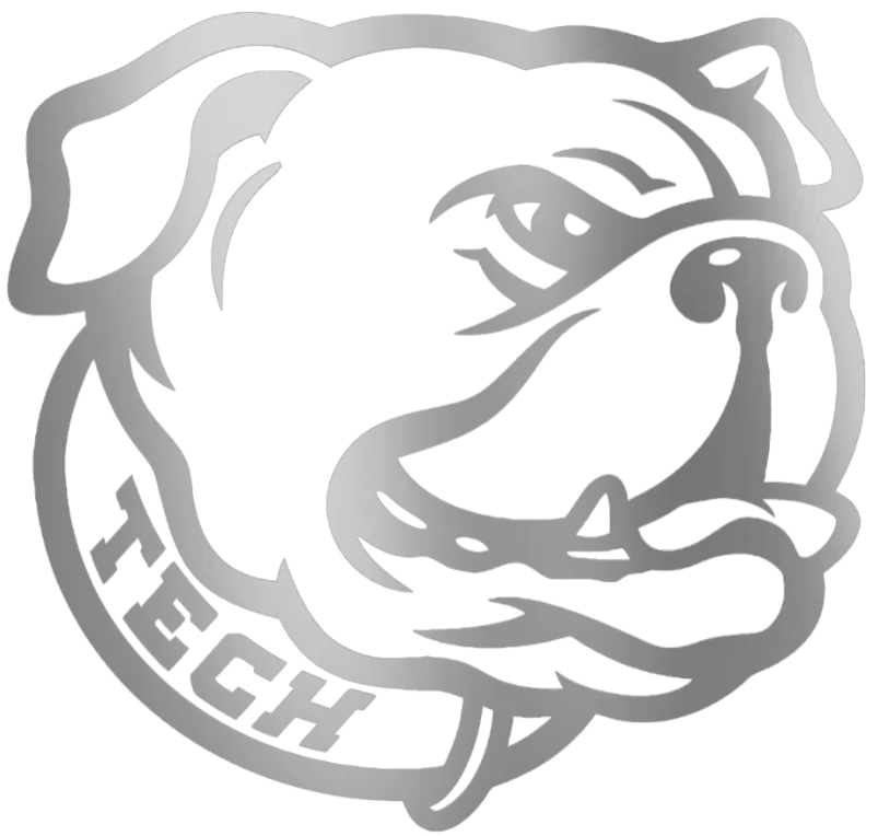 Louisiana Tech Bulldogs SILVER CHROME MIRROR Mascot Logo Premium DieCut Vinyl Decal PICK SIZE