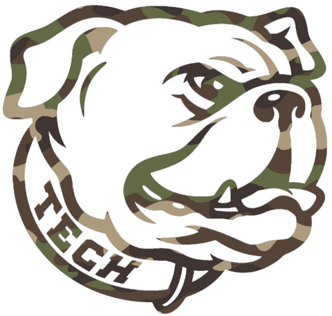 Louisiana Tech Bulldogs Woodland Camo Camouflage Mascot Logo Premium DieCut Vinyl Decal PICK SIZE
