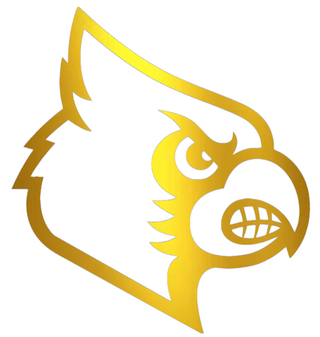 Louisville Cardinals GOLD CHROME MIRROR Team Logo Premium DieCut Vinyl Decal PICK SIZE