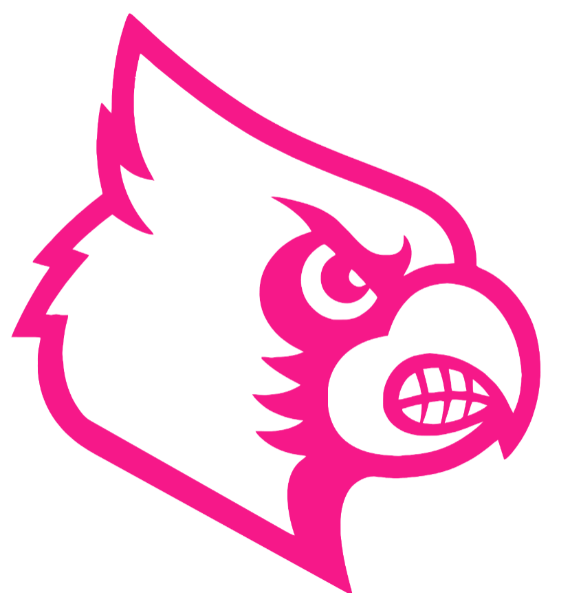 Louisville Cardinals Hot Pink Team Logo Premium DieCut Vinyl Decal PICK SIZE