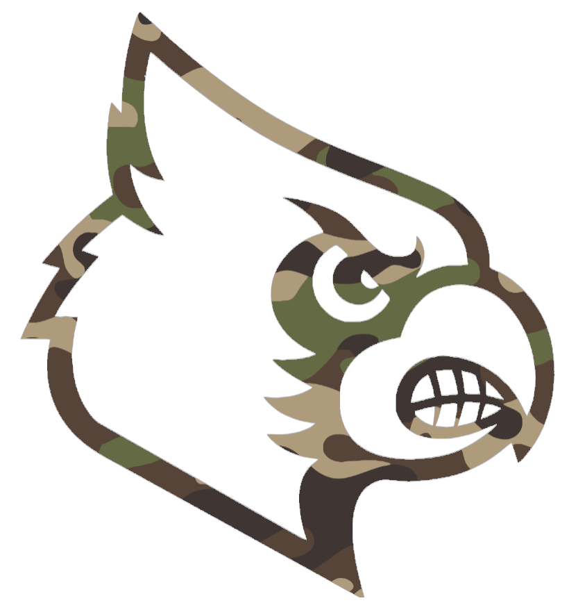 Louisville Cardinals Woodland Camo Camouflage Team Logo Premium DieCut Vinyl Decal PICK SIZE