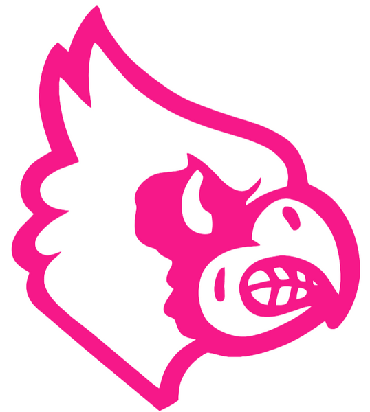 Louisville Cardinals Hot Pink Retro Throwback Logo Premium DieCut Vinyl Decal PICK SIZE