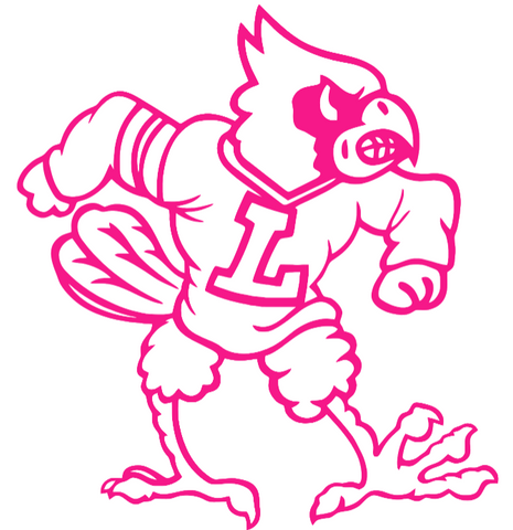 Louisville Cardinals Hot Pink Retro Throwback Logo Premium DieCut Vinyl Decal PICK SIZE