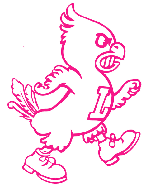 Louisville Cardinals Hot Pink Retro Throwback Logo Premium DieCut Vinyl Decal PICK SIZE