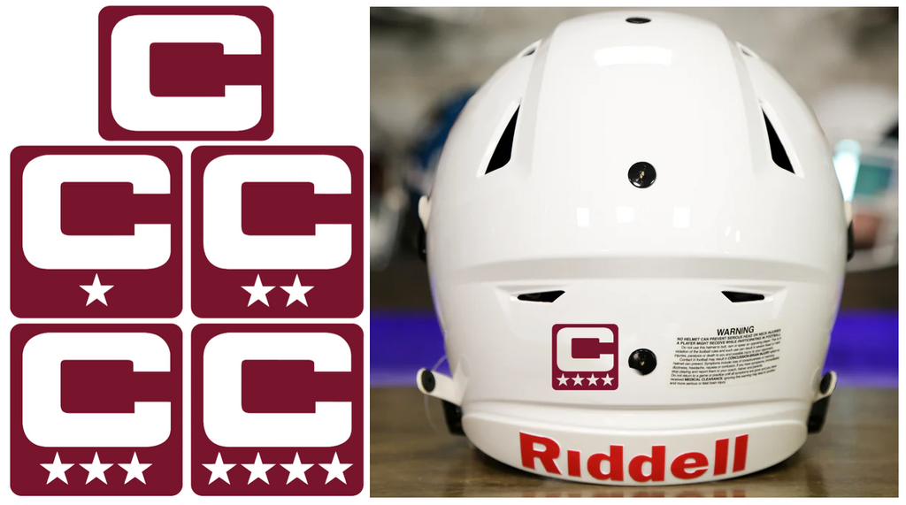 Captain Patch Jersey C Style MAROON Football Helmet Decal - Perfect for Adult & Youth Full Size Football Helmets
