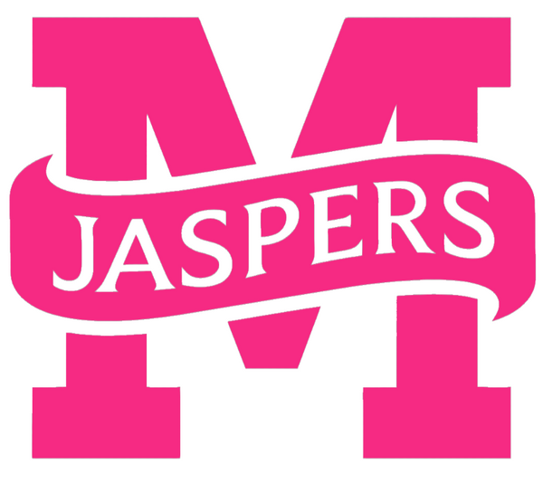 Manhattan Jaspers HOT PINK Team Logo Premium DieCut Vinyl Decal PICK SIZE