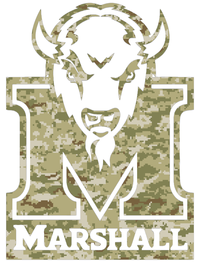 Marshall Thundering Herd Alternate Logo Salute to Service Camouflage Camo Vinyl Decal PICK SIZE