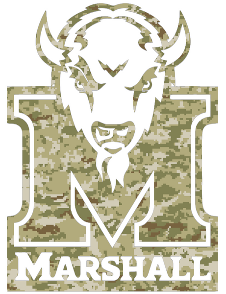 Marshall Thundering Herd Alternate Logo Salute to Service Camouflage Camo Vinyl Decal PICK SIZE